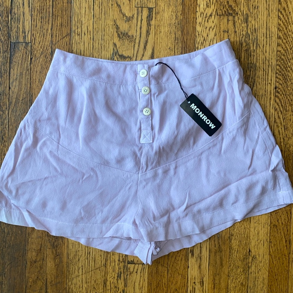 Monrow Crepe Flare Short Lavender, Monrow Crepe High waisted Shorts NWT